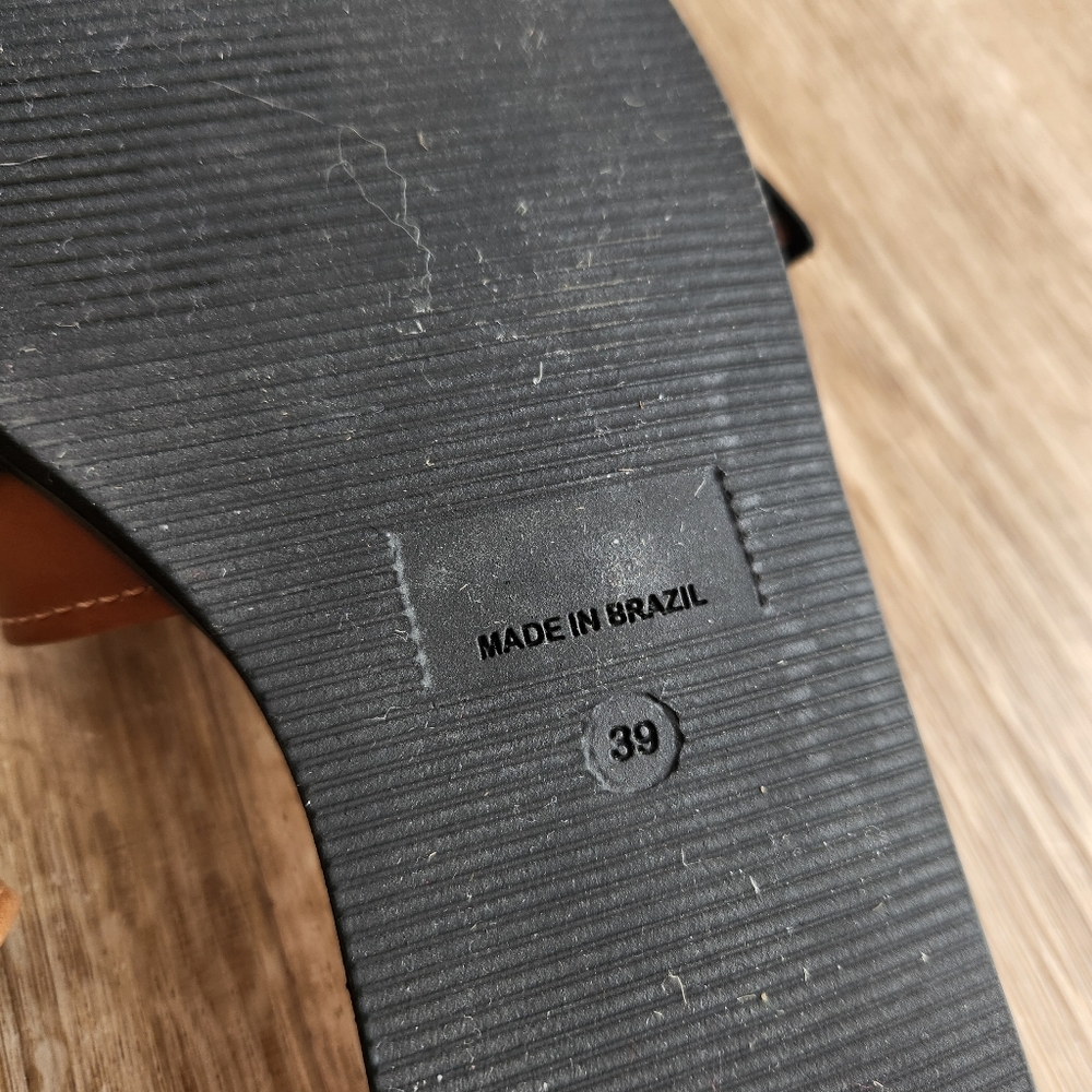 Anthropologie Cedar Brown & Black Buckle Slide Sandals Women's Size 39 - Picture 5 of 7